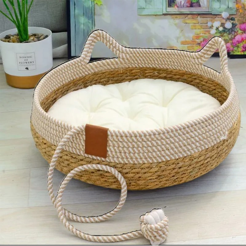 Panier osier couchage chat