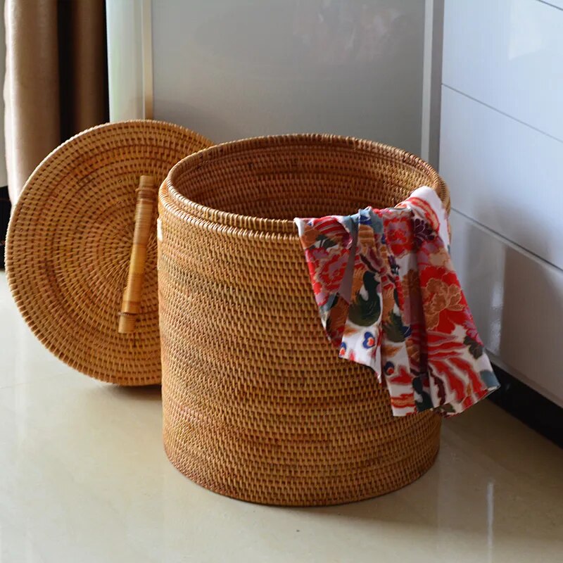 DVier Panier à linge rond en osier blanc avec couvercle en peluche lapin rose (taille S, D 32 H 48 DVier Panier à linge rond en osier blanc avec couvercle en peluche lapin rose (taille S, D 32 H 48