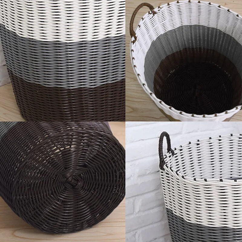 Grand panier à linge osier gris