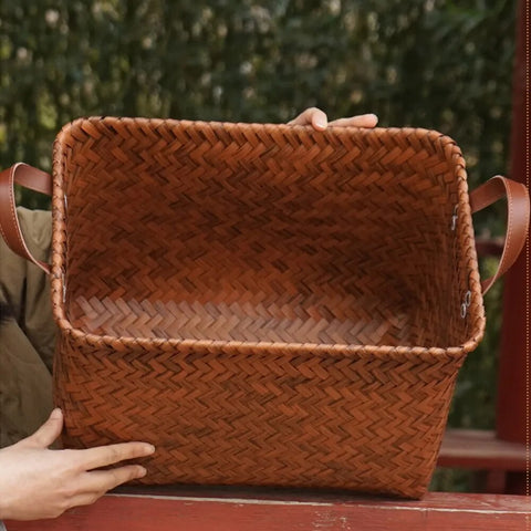 Panier à linge osier marron